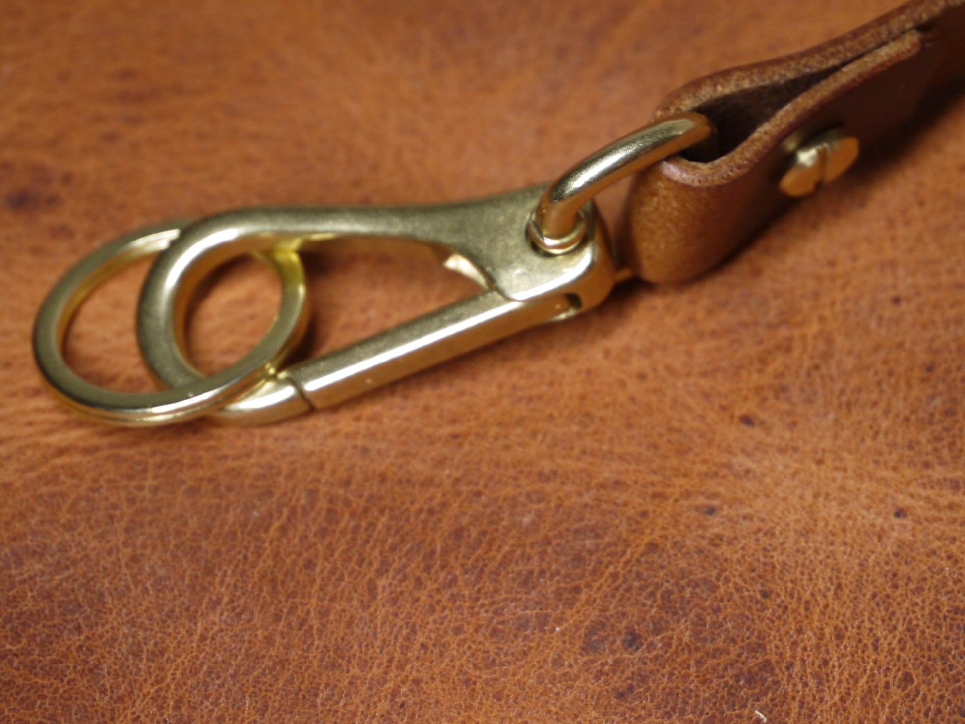 Brass and leather key ring