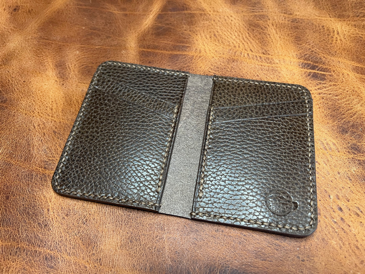 Chief Officer's leather card wallet - pebble beach