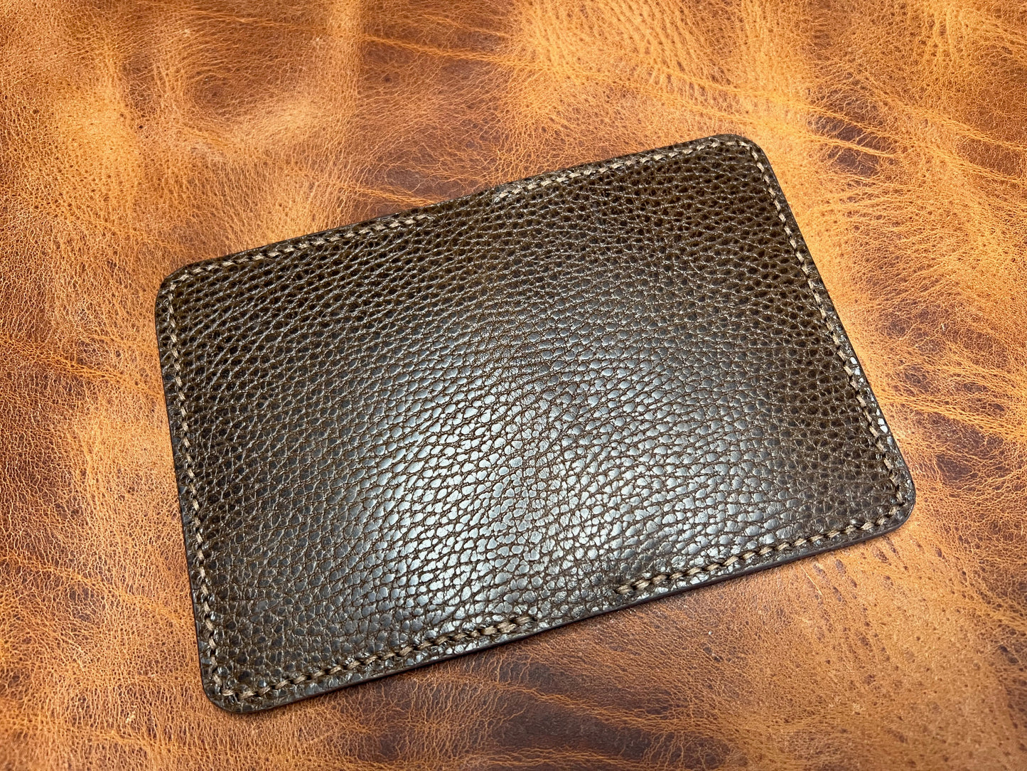Chief Officer's leather card wallet - pebble beach