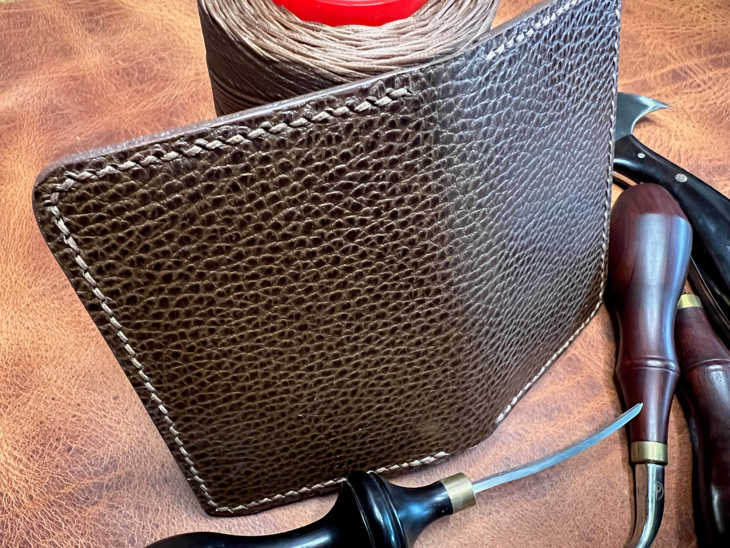 Chief Officer's leather card wallet - pebble beach