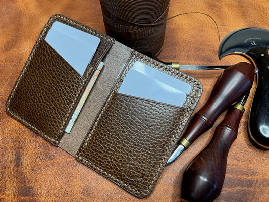 Chief Officer's leather card wallet - pebble beach