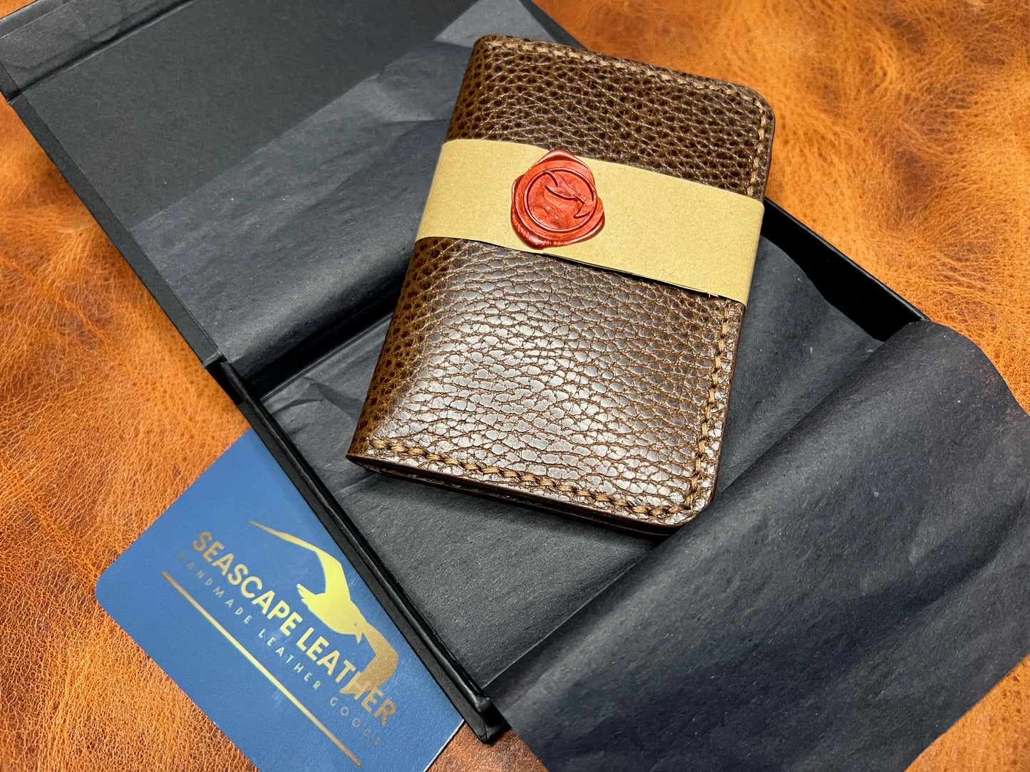 Chief Officer's leather card wallet - pebble beach