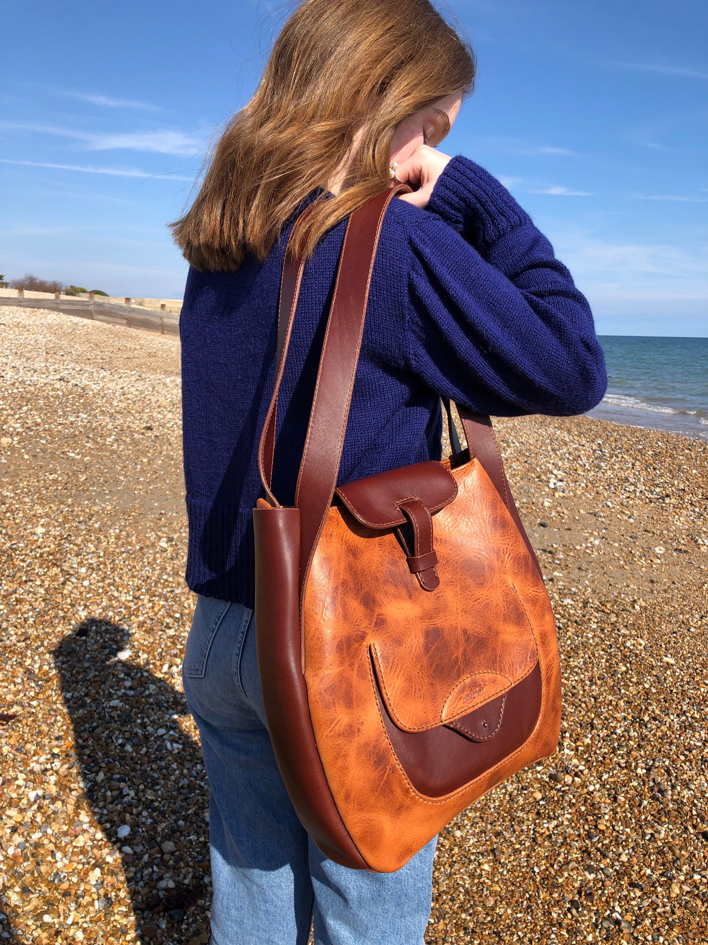 leather beach bag
